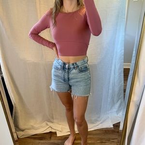 Pink activewear long sleeve top with back cutout size XS